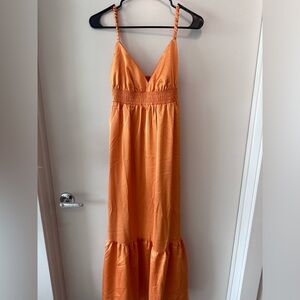 New with Tags! Orange Summer Satin Maxi Dress